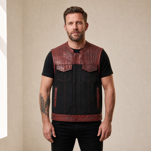 Giubbotto moto uomo nero rosso - nero,